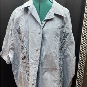 Men's Light Gray Embroidered Shirt
